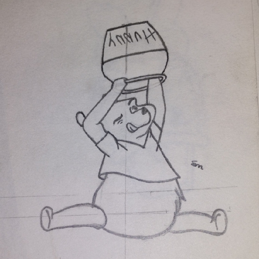 Charming Sketch of Bear with Honey Pot